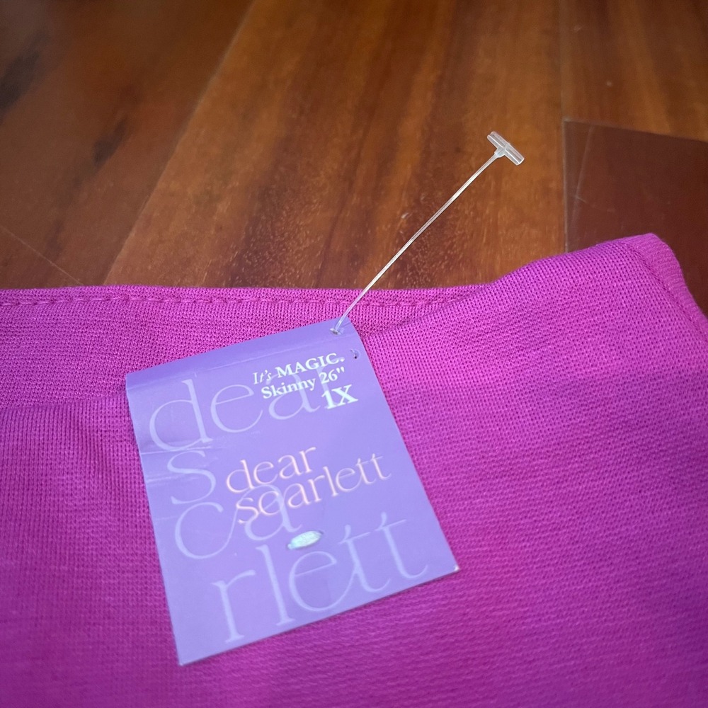 Dear Scarlett Magic Pants Plus 1X Skinny Trouser Magenta Purple Pink Pull On New - Picture 2 of 11
